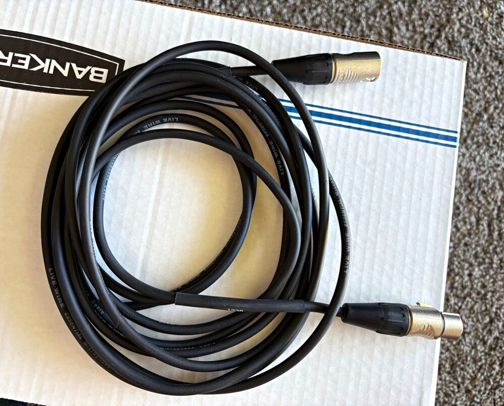 Live Wire Essential Microphone Cable XLR Male to XLR Female, Black, 16’